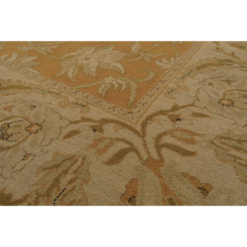 8'2''x9'6'' Hand Knotted Wool Gold Agra Traditional Rug - 8' 2'' x 9' 6''