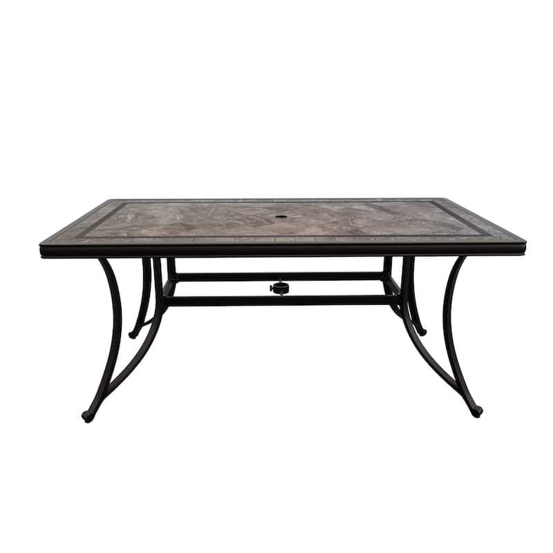 Rectangle Aluminum 67 in. Length Outdoor Dining Table with 2in Umbrella Hole