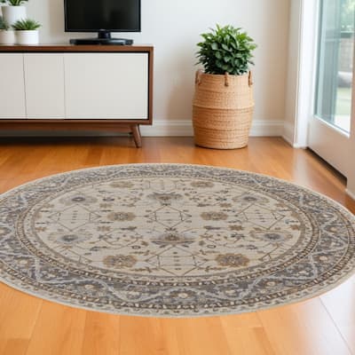 Tisu Power Loomed Distressed Geometric Area Rug By HomeRoots - 93' X '93' X '0.39