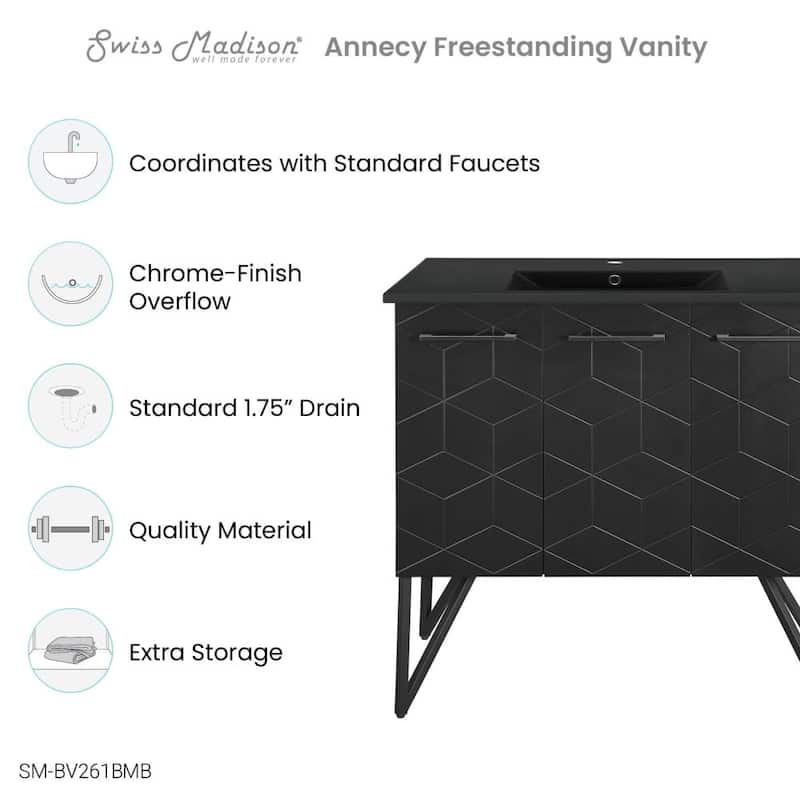 Swiss Madison SM-BV261 Annecy 37" Free Standing Single Basin Vanity