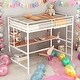 preview thumbnail 1 of 20, Modern Style Full Metal Loft Bed with Desk, Shelve, 4-step Ladder and Guardrail, Creative Structure & Good Stability, White White