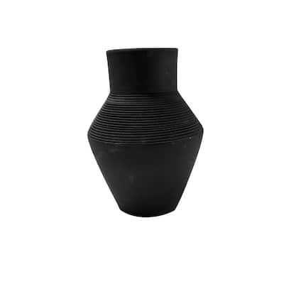 Terracotta Vase Natural Black H 8.7" & Dia 6.1" - Black