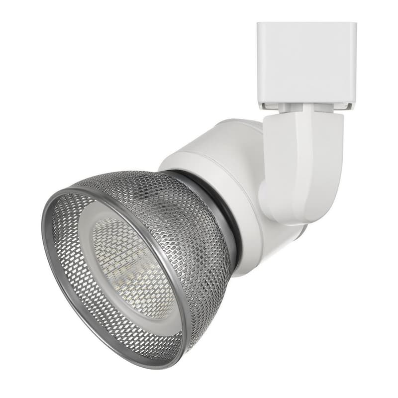 10W Integrated LED Metal Track Fixture with Mesh Head, White and Silver