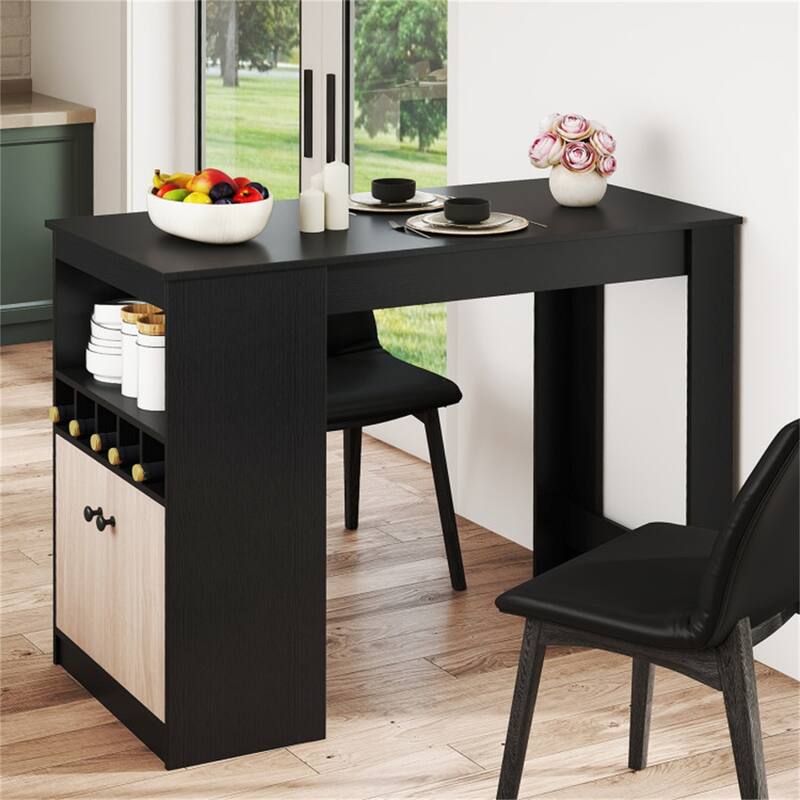 Modern 48" Bar Table with Adjustable Shelves and Wine Storage for Kitchen and Dining Room - 48" x 24" x 36"