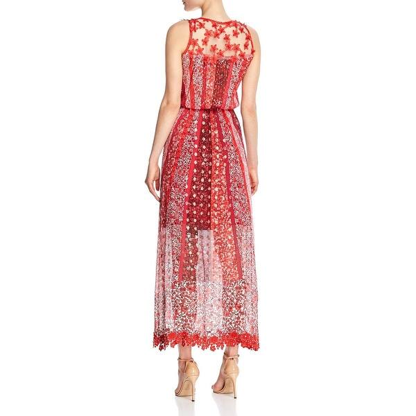 Shop Elie Tahari Womens Mckenna Maxi Dress Metallic Silk Overstock 21614880