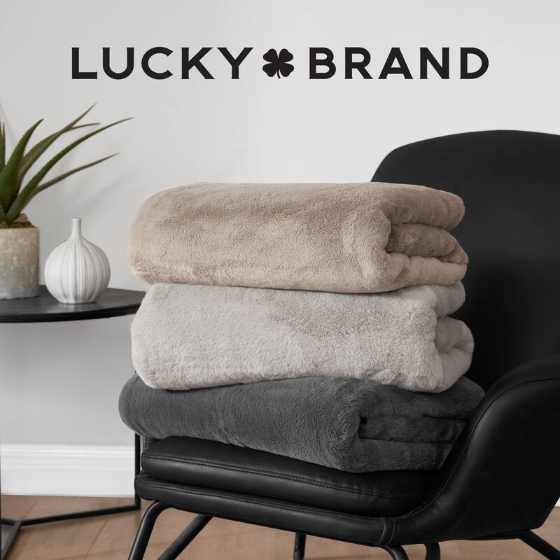 Lucky Brand Solid Synthetic Fur Rabbit 50" x 70" Throw Blanket
