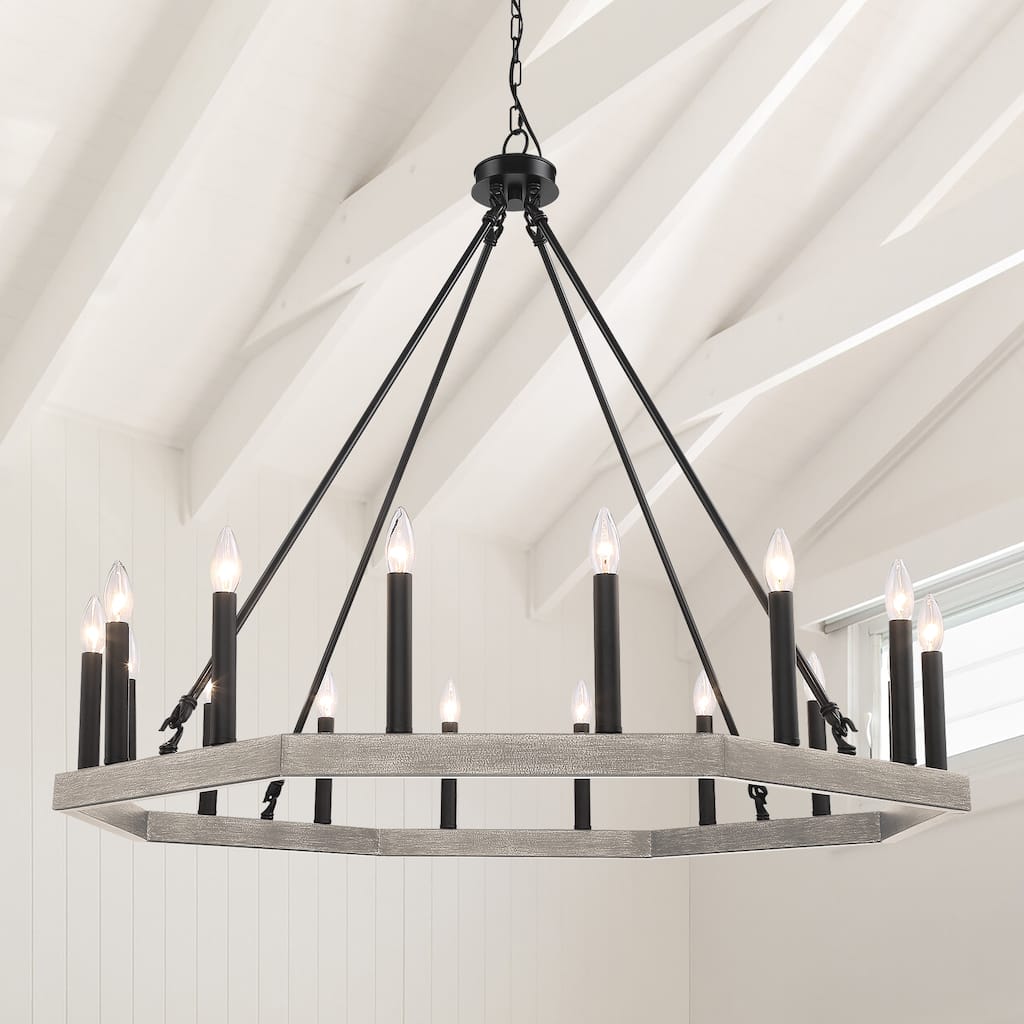 Acroma 16-light 40In Farmhouse Geometric Chandelier Candle Lighting - D 40'' * H 139''
