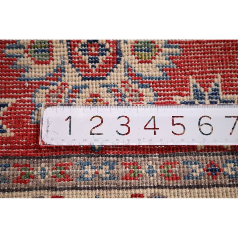 Kazak Oriental Accent Rug Hand-Knotted Geometric Red Wool Carpet - 2'0" x 3'0"