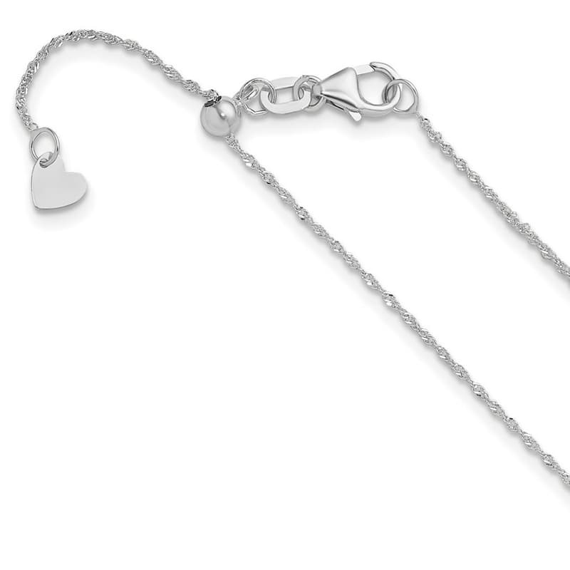 Curata 14k Yellow or White Gold 22" Adjustable .95mm Singapore Chain Necklace (Lobster) - White