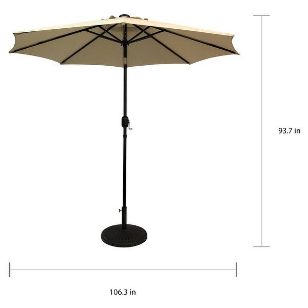 Sun-Ray 9' Round Solar Lighted Umbrella, Base Not Included