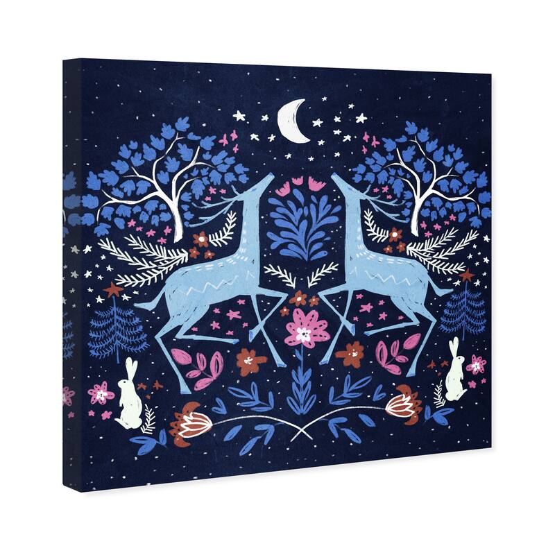 Wynwood Studio Canvas Animals Lunar Night Dance Pink and Modern & Contemporary Wall Art Canvas Print