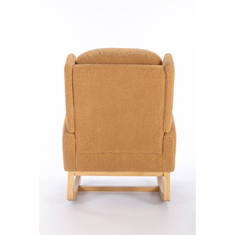 Rocking Chair Nursery, Modern Upholstered Glider Rocker with Side Pocket, High Backrest Accent Armchair for Living Room