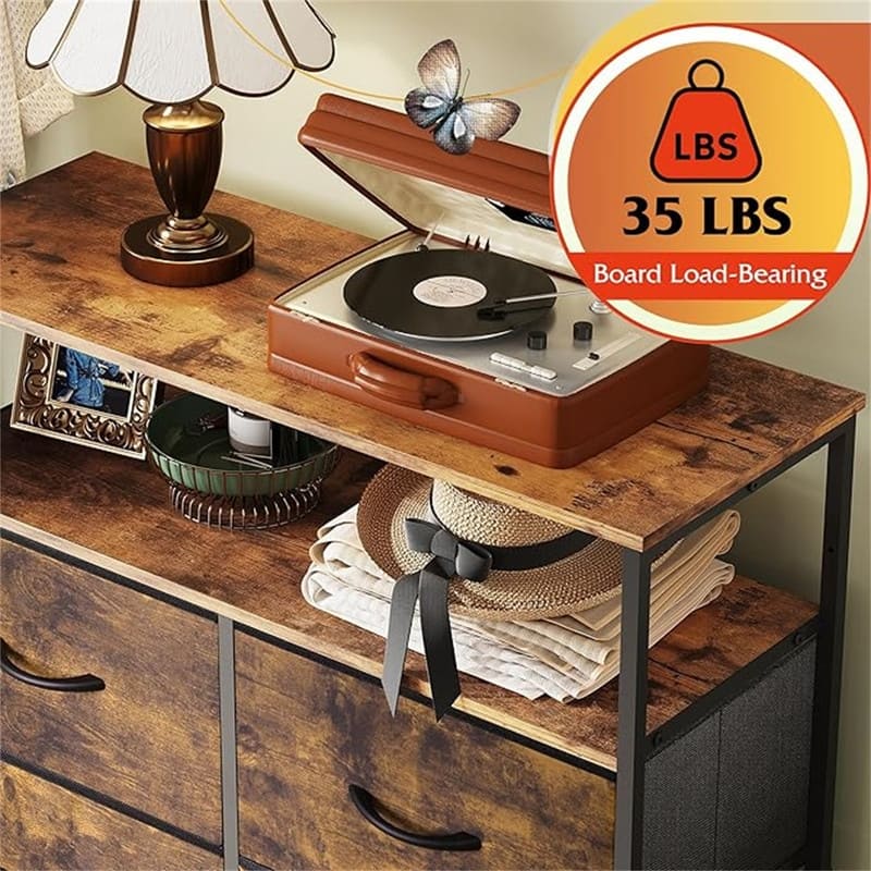 Fabric Dresser for Bedroom with Open Shelves