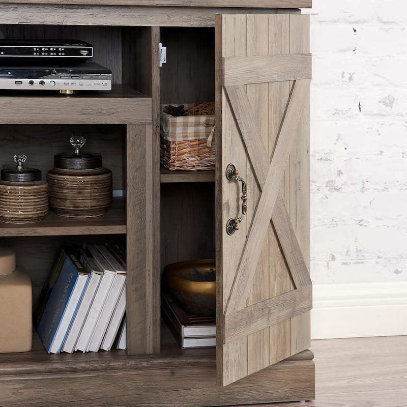 Roomfitters Farmhouse Classic Media TV Stand, Entertainment Console with 18" Electric Fireplace Insert