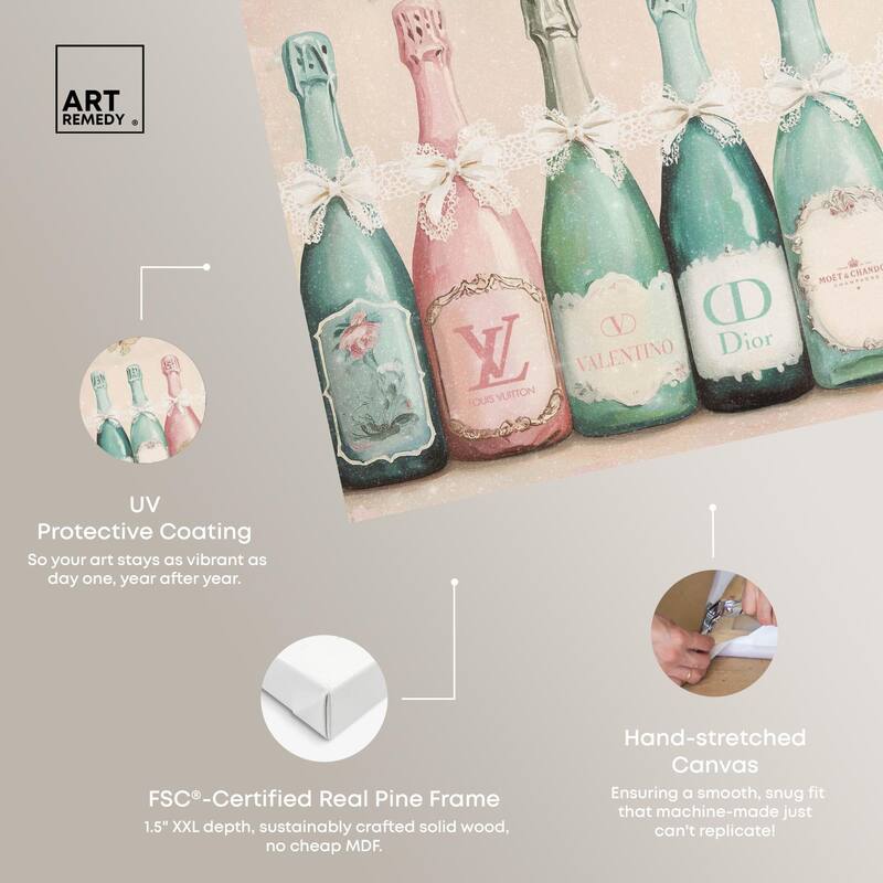 Champagne Mint and Pink Canvas by Art Remedy, Gallery Wrapped