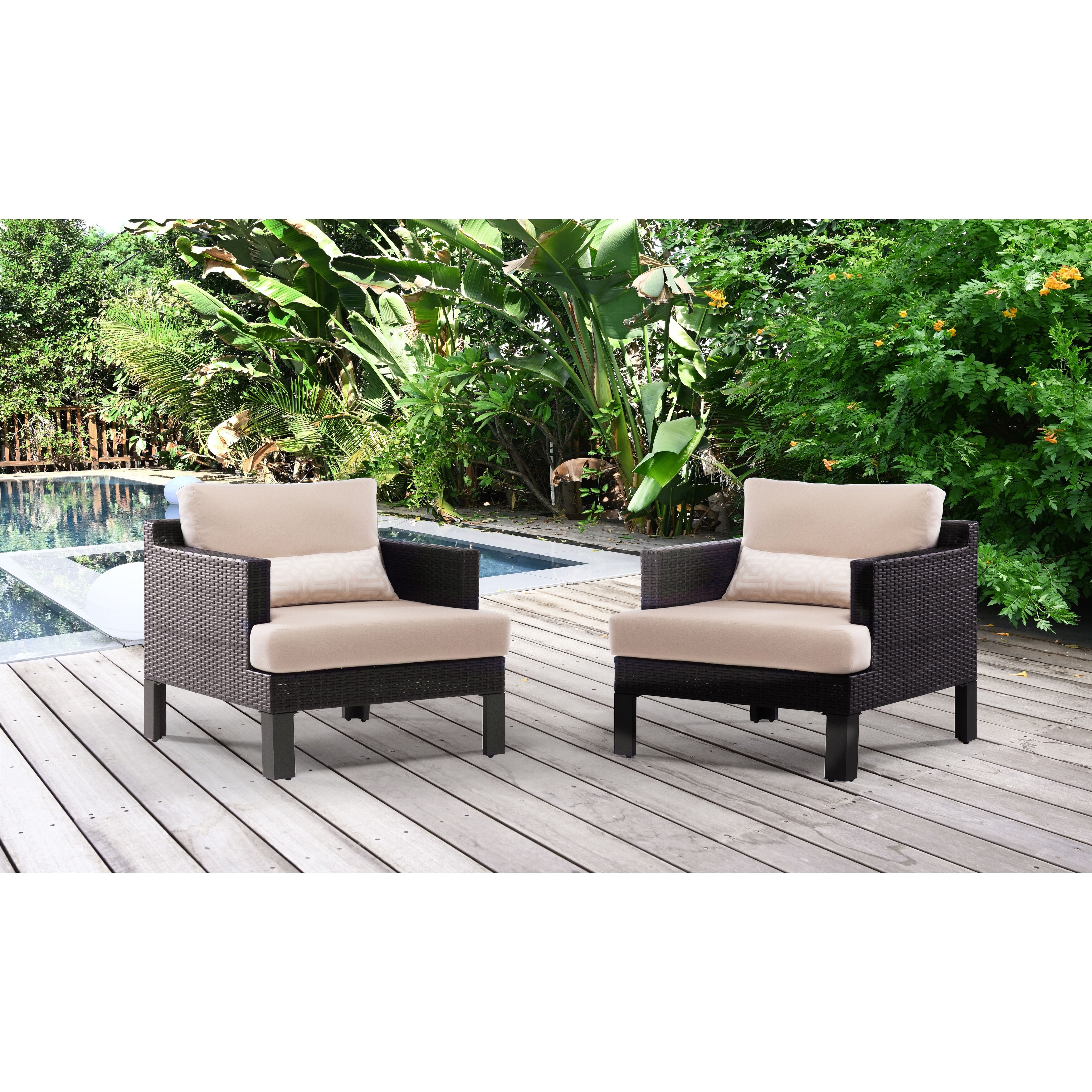 Shop Abbyson Montecito Outdoor Patio Chair With Sunbrella Fabric Set Of 2 Overstock 31588768