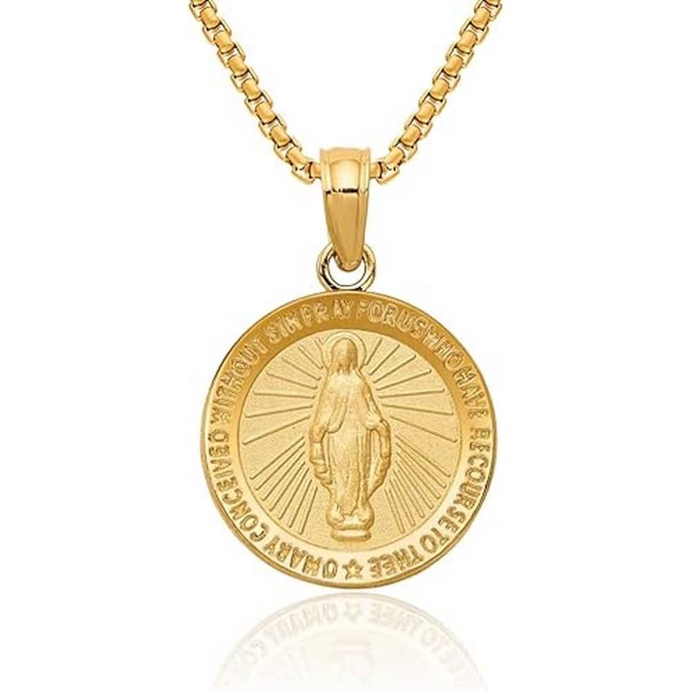 Curata 10k or 14k Yellow Gold 18" 20x13mm Miraculous Medal Necklace