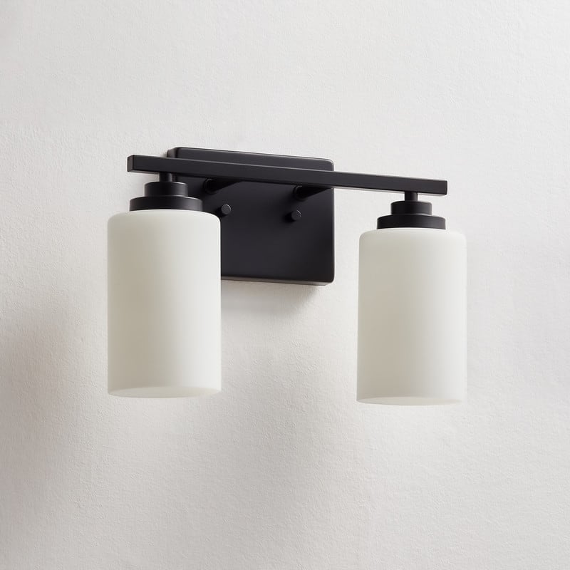 KAWOTI 2-Light Dimmable Bathroom Vanity Light with Frosted White Glass