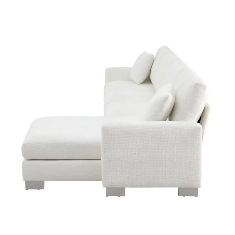 119" Oversized L-Shaped 5-Seater Sectional with Chaise and 2 Pillows for Living Room, Apartment, or Office