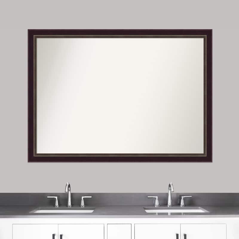 Signore Bronze Framed Non-Beveled Custom Wall Mirror, Bathroom Vanity Mirror