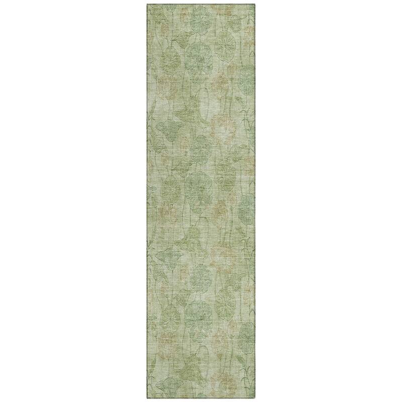 Machine Washable Indoor/Outdoor Modern Floral Chantille Rug