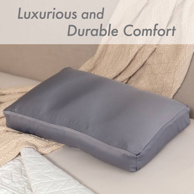 Premium Microbead Pillow, Anti-Aging, Silk like Cover, Dark Grey
