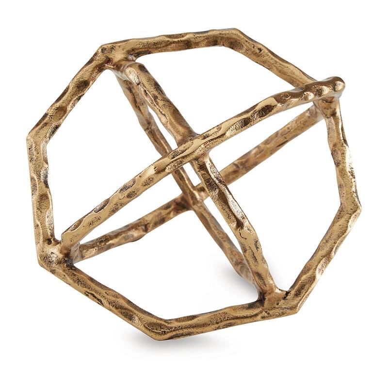 Ladi Sculpture Set of 2, Decorative Rings, 9 Inch Brass Cast Metal