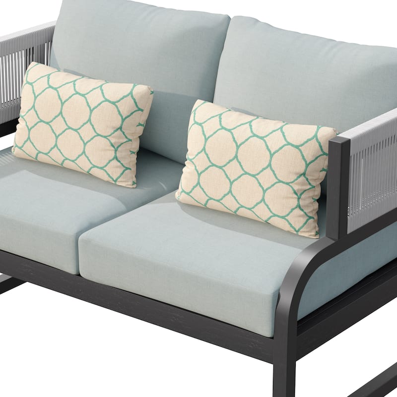 Corvus Rocio 3-piece Outdoor Acacia Conversation Set with Sunbrella Pillows