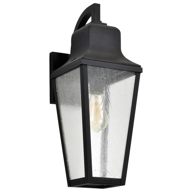 Lawrence 1 Light Large Wall Lantern Matte Black with Clear Seeded Glass
