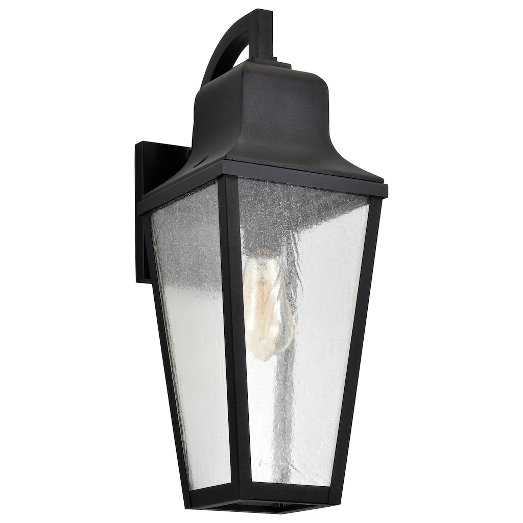 Lawrence 1 Light Large Wall Lantern Matte Black with Clear Seeded Glass