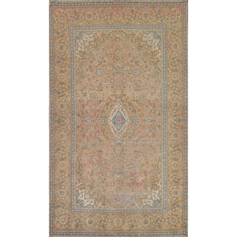 Hand Knotted Oriental 100% Wool Carpet Traditional Floral Oranges & Rust Kashan Area Rug - 9' 11'' X 6' 3''