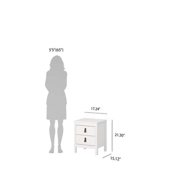 dimension image slide 4 of 8, Porch & Den Madrid 2-Drawer Nightstand
