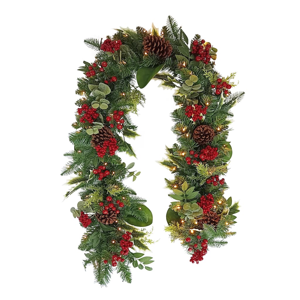 Puleo International 6' x 10" Battery-Operated Pre-Lit Decorated Artificial Garland