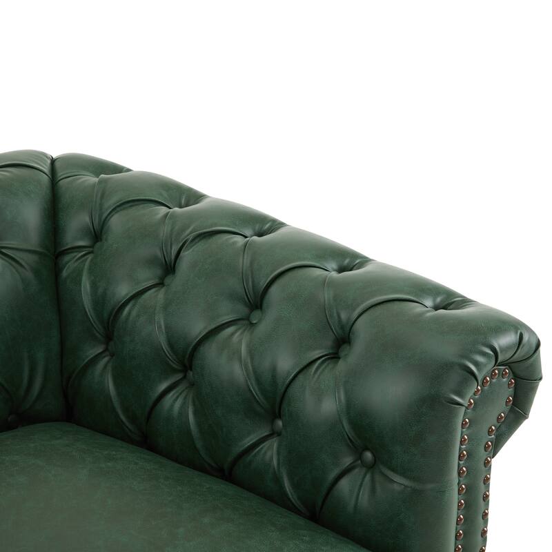 Roomfitters Chesterfield Swivel Club Chair, Tufted Accent Armchair for Living Room
