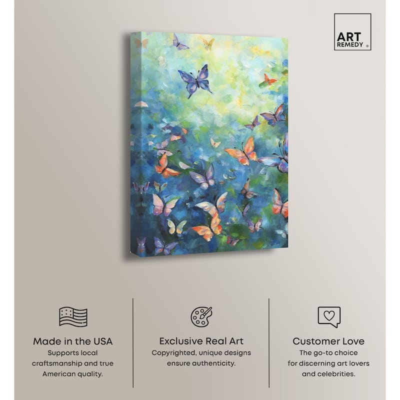 Art Remedy Aesthetic Butterflies Gallery Wrapped Butterfly 1 Piece Canvas Wall Art