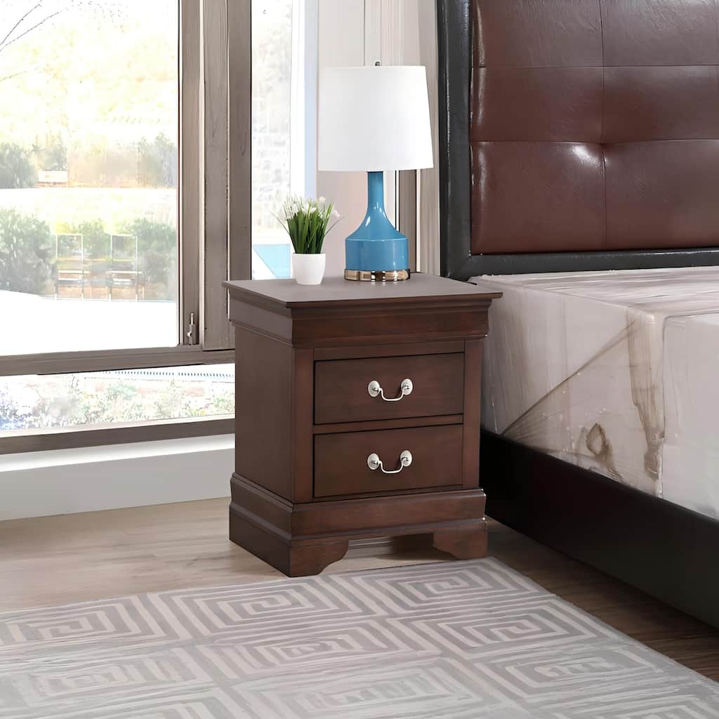 Traditional Cappuccino Nightstand with Carved Design and Dovetailed Drawers