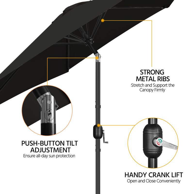 Yaheetech 9ft Patio Umbrella 8 Ribs with Push Button Tilt and Crank