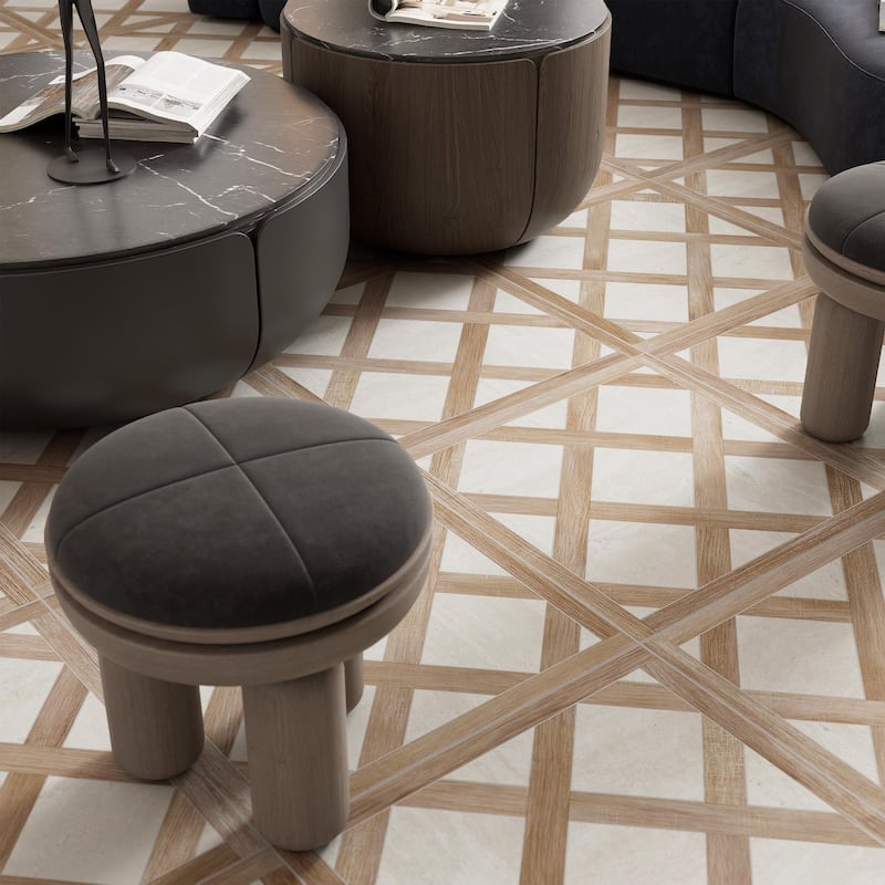 Merola Tile Fusione Intarsio Navona 23-1/2" x 23-1/2" Porcelain Floor and Wall Tile