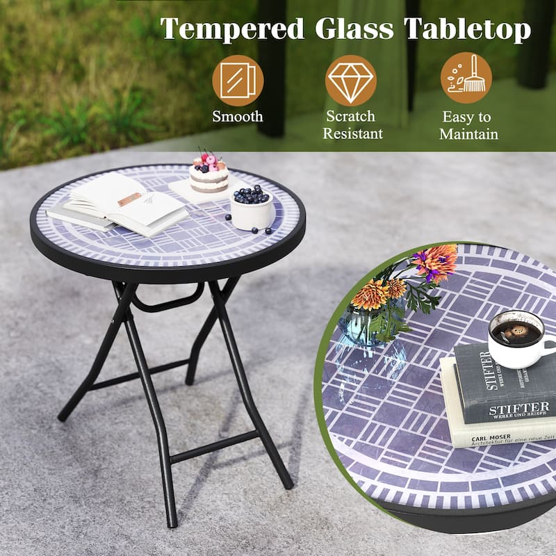 Costway 18" Folding Side Table Round Compact Coffee Table with - See Details