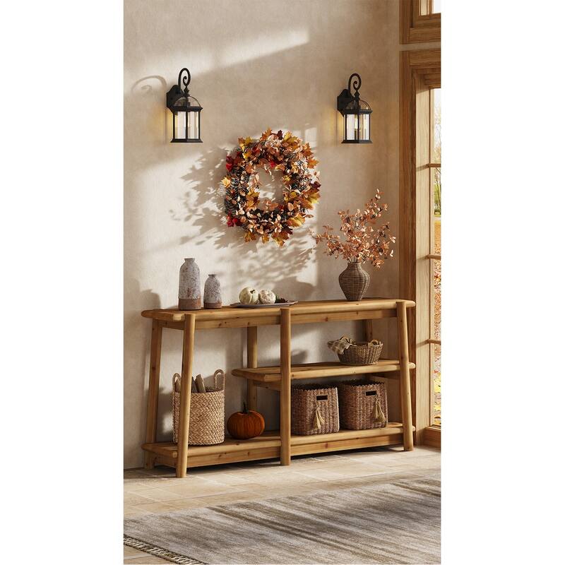 Narrow Solid Wood Console Table, 62.99-Inch Long Farmhouse Solid Wood Console Table