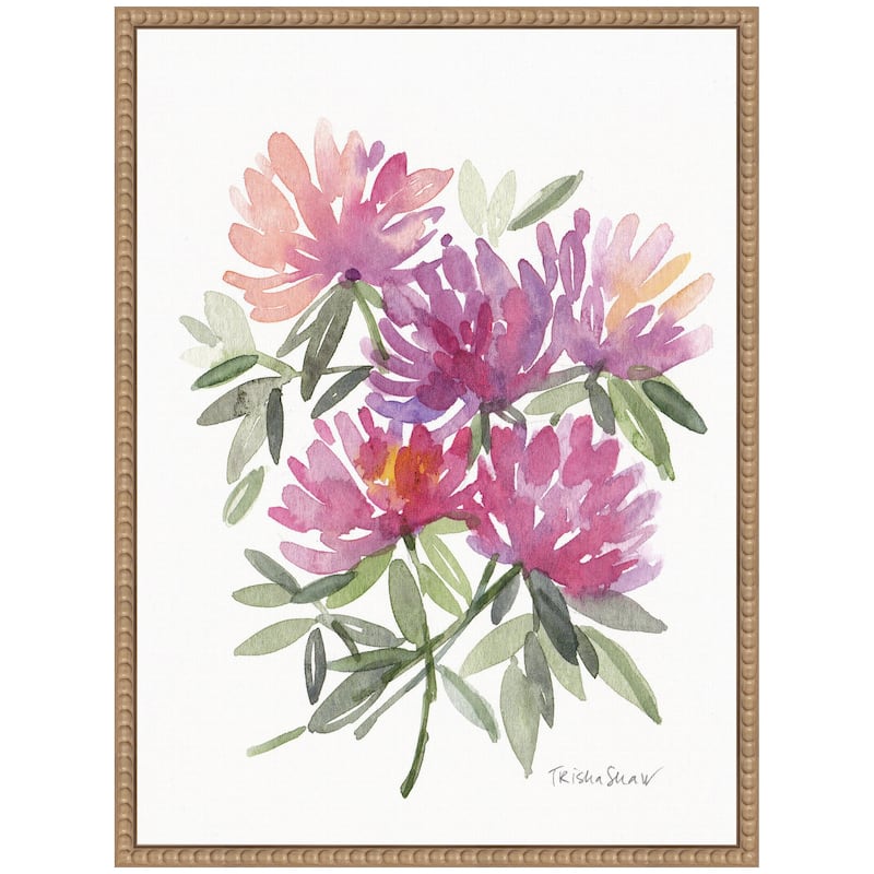 Kate and Laurel Sylvie Abstract Watercolor Pink Floral Framed Canvas by Patricia Shaw