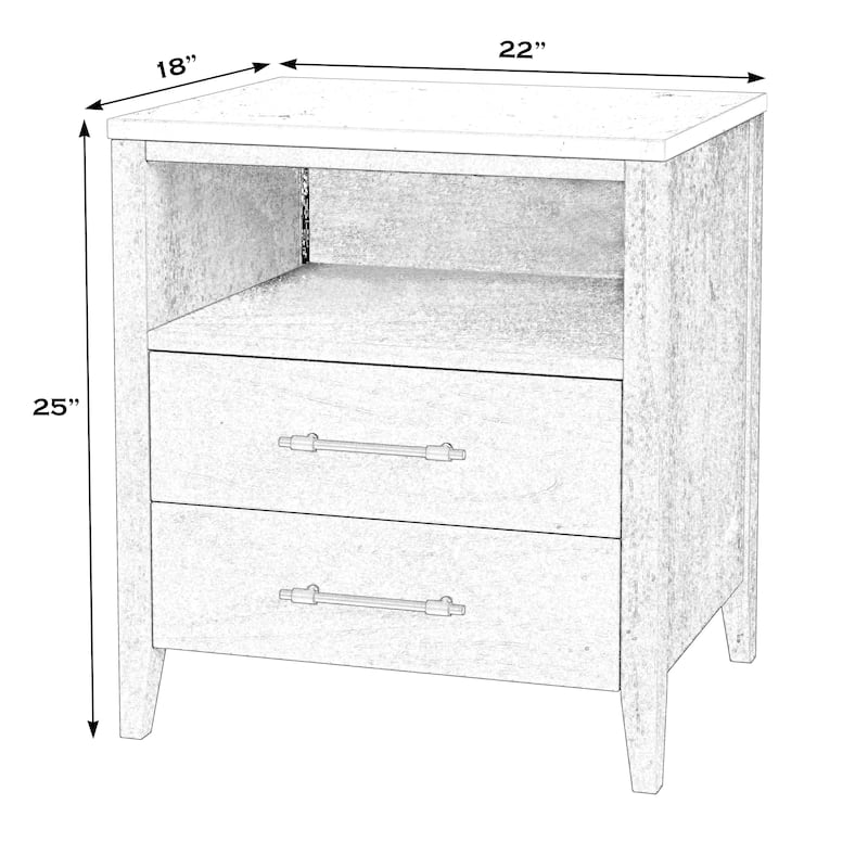 Mayfair 2 Drawer Wood and Marble Nightstand