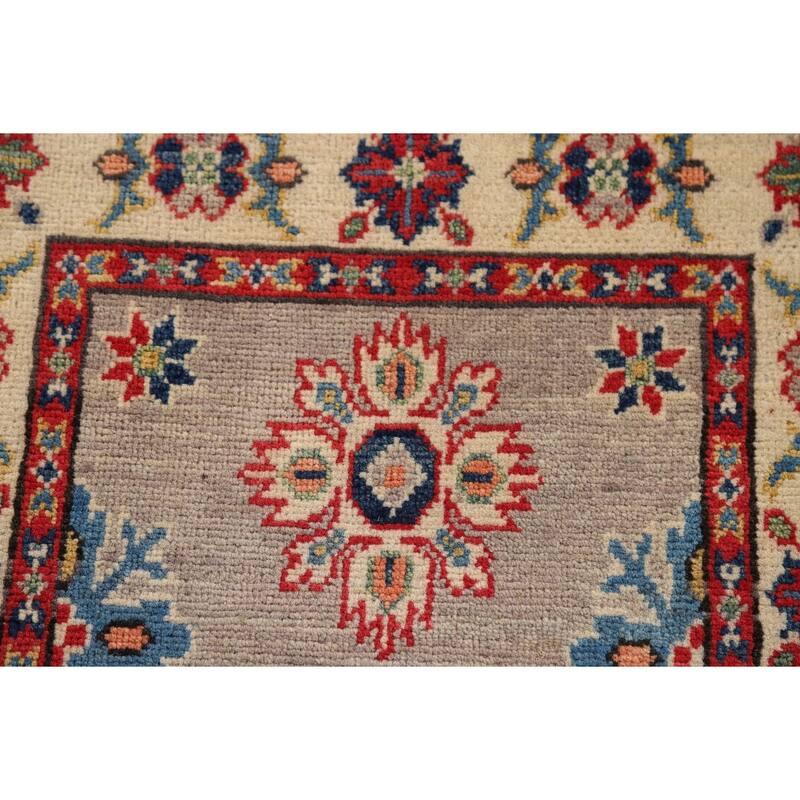 Geometric Kazak Oriental Foyer Rug Handmade Wool Carpet - 1'11" x 2'11"