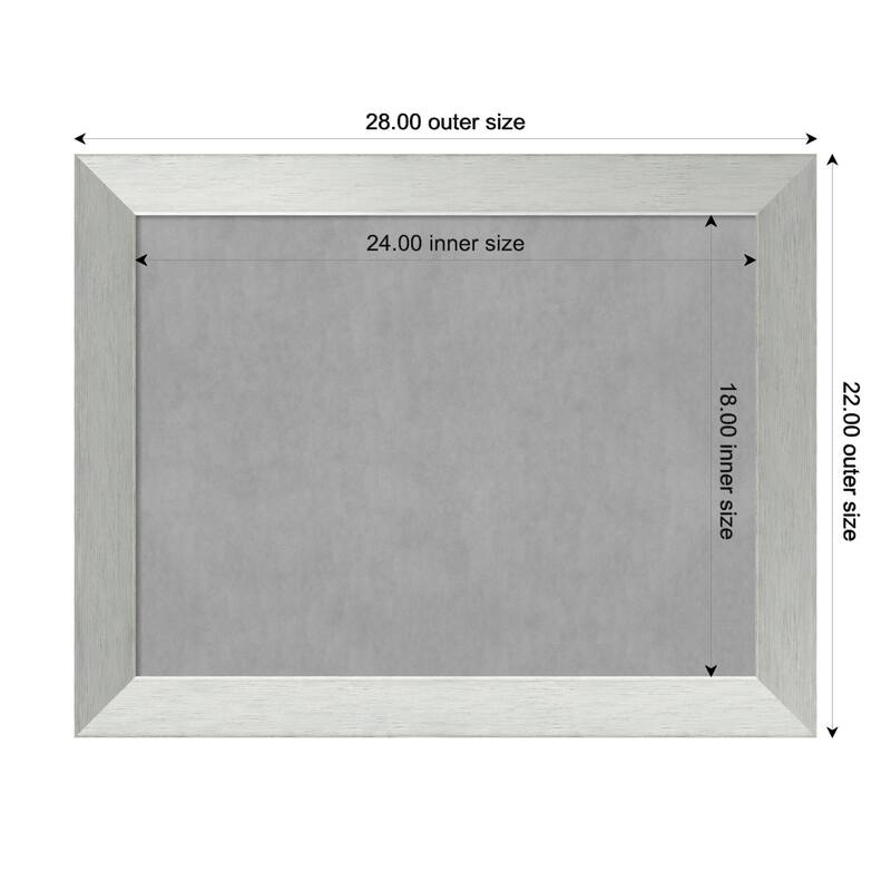 Amanti Art Brushed Sterling Silver Framed Magnetic Board - Board Size 24x18