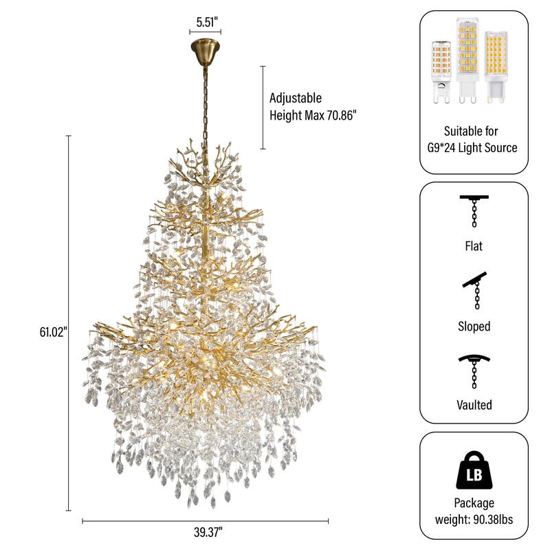 KAYLA 39.3-90.5in HorseshoeMountain ShapeChandelier