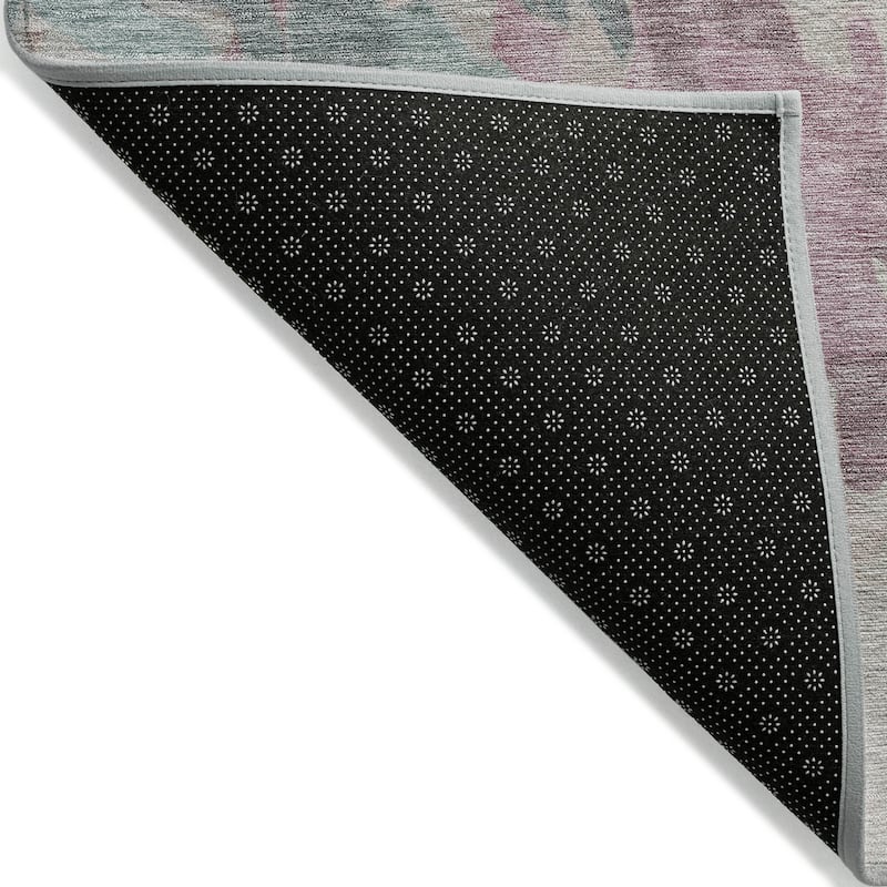 Machine Washable Indoor/ Outdoor Watercolor Floral Chantille Rug
