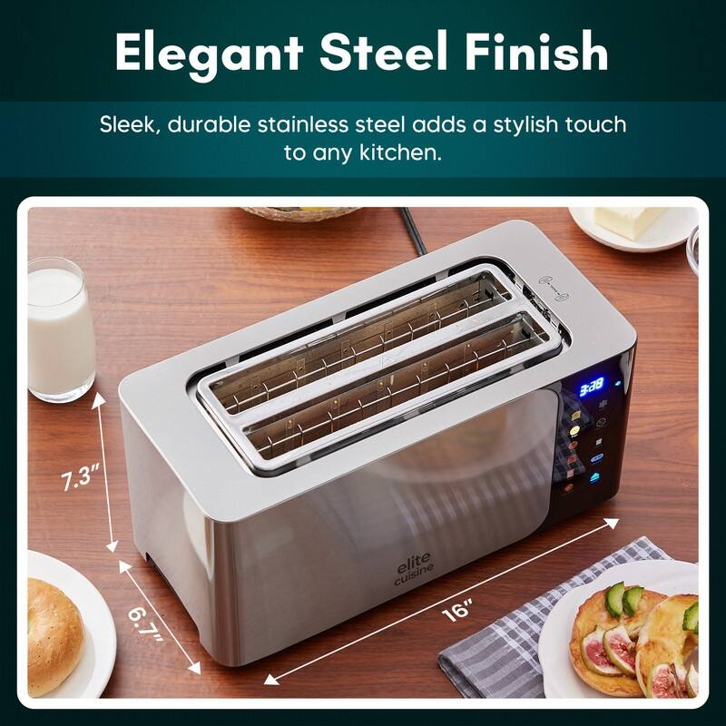 Elite Cuisine ECT5529 Smarttoast 4-Slice Long Slot Toaster