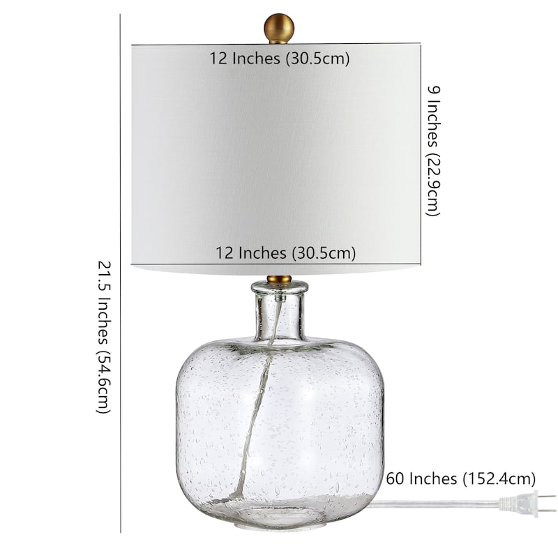 SAFAVIEH Lighting Annedorte 21-inch Clear/ Brass Gold LED Table Lamp - 12" W x 12" L x 21.5" H - 12Wx12Dx22H
