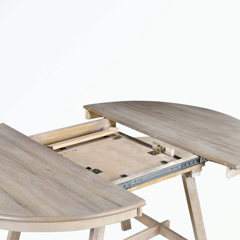 Round Extendable Wood Dining Table - Natural Wood Wash