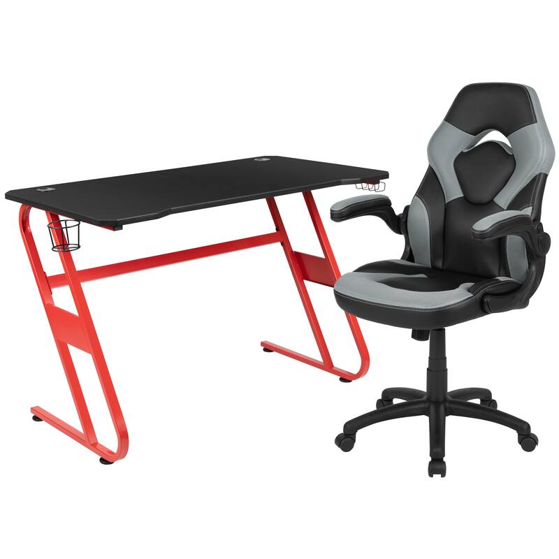 Gaming Desk and Chair Set with Cup Holder and Headphone Hook - Desk Bundle